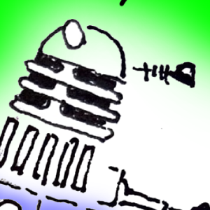 A cartoon image of a Dalek's head looking to one side.