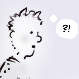 A cartoon image of a young man showing a close up of his head from the side. A thought bubble contains a question mark and exclamation mark.